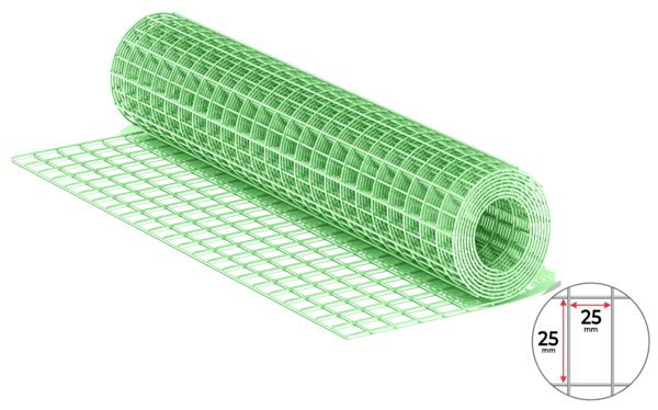 Plasă sudată zincată PVC 25.4*25.4 D1.6  H-1.5m verde