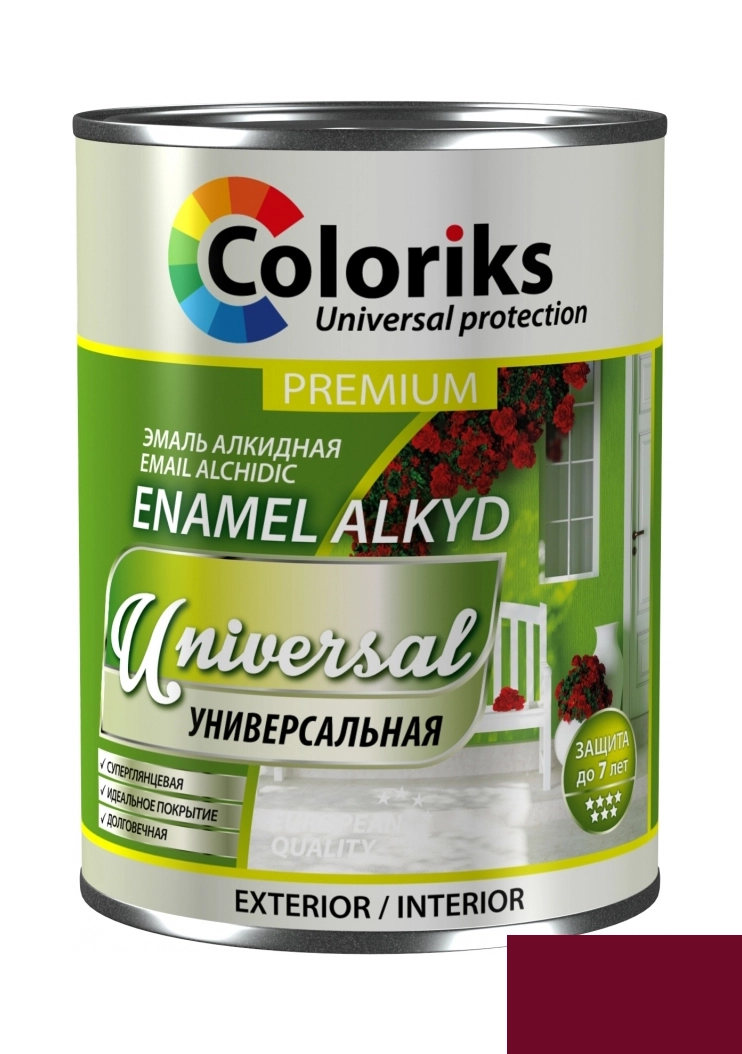 Эмаль Coloriks Premium Universal 0.9л вишневый 