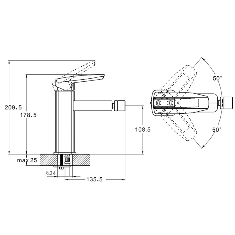Baterie pentru bide ZEGOR NOF-2