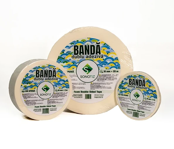 Bandă dublu adezivă Sonotiz spumă 48mm×10m