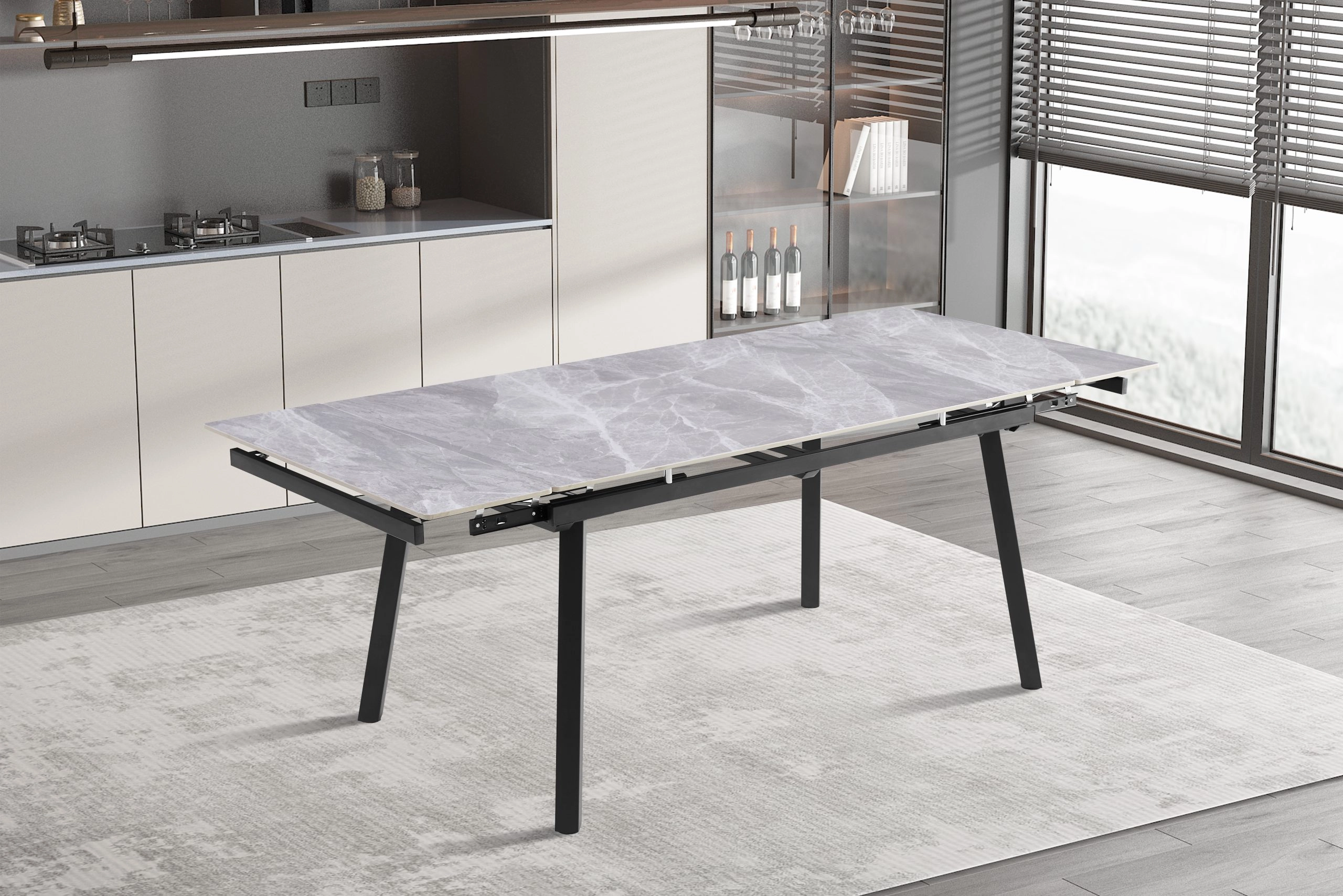 Стол Retto Grey ceramic (150+30+30)*90