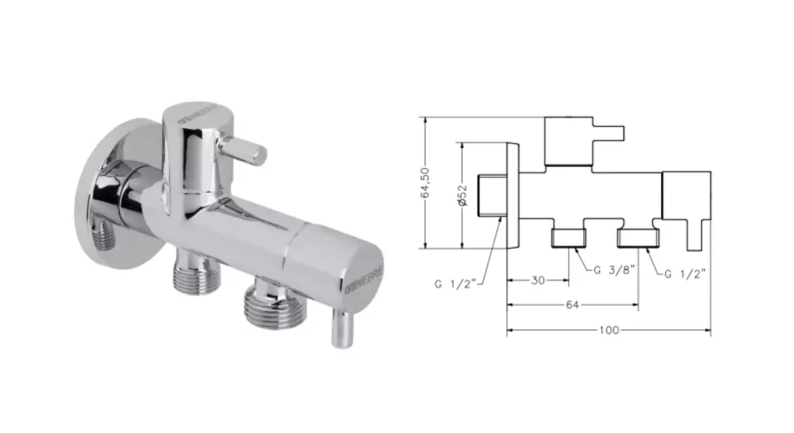 Robinet dublu colt 1/2*1/2 Genebre 3109 05 