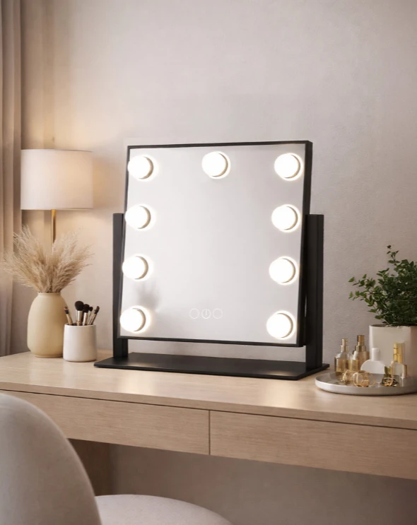 Настольное зеркало LED 25x37 см 9x1W черное
