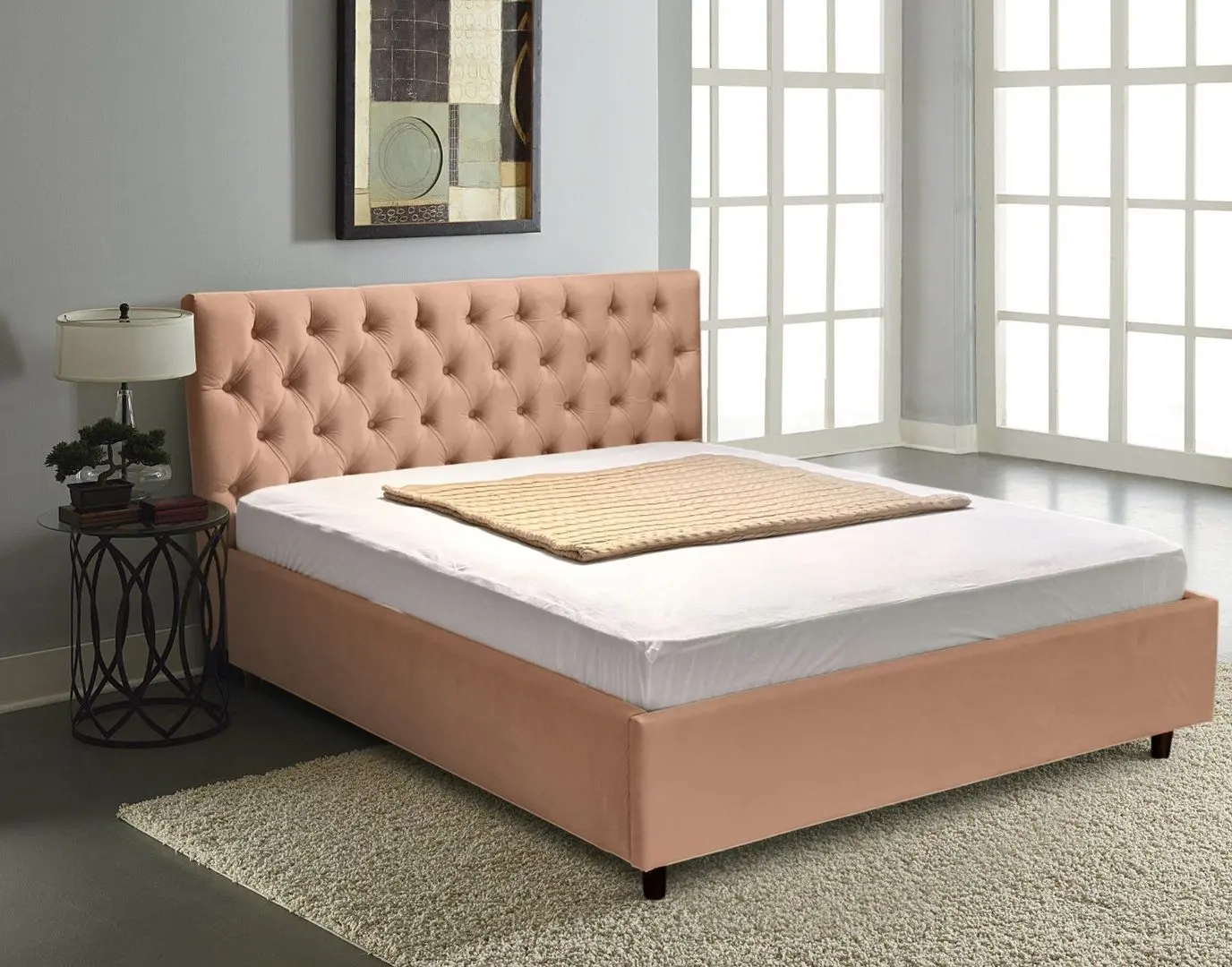 Кровать Elena stofa London 03 Beige 160x200 + подарок подушка