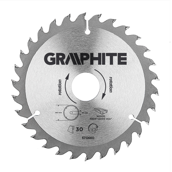Disc p/lemn Graphite 160x20mm 30 dinți 3960