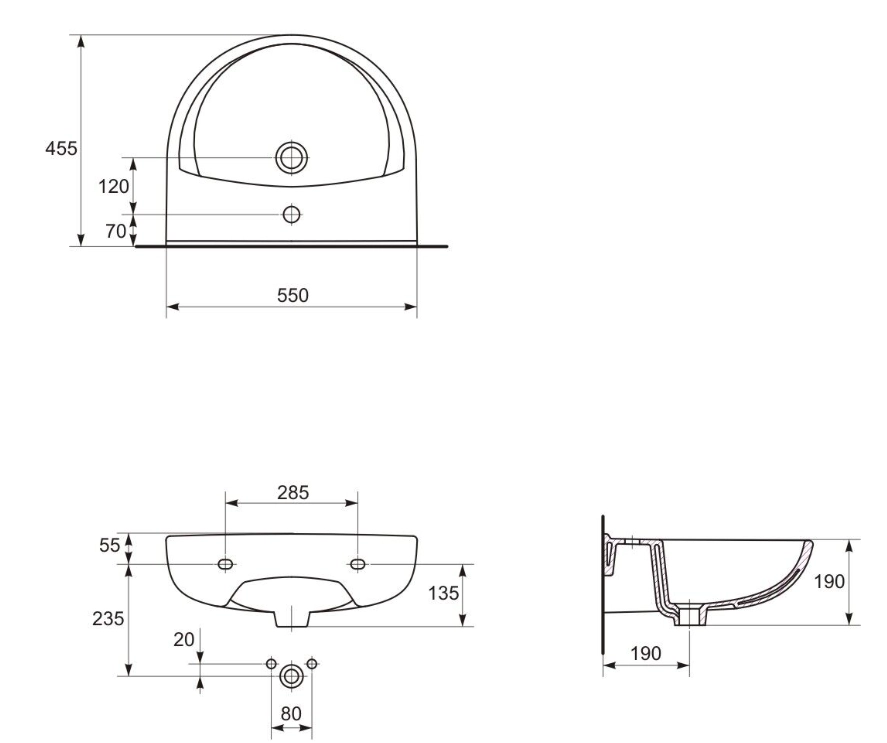 Раковина Cersanit Prezident 55x45 1135 