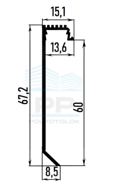 Плинтус скрытого монтажа ASPL60B PP 2600мм