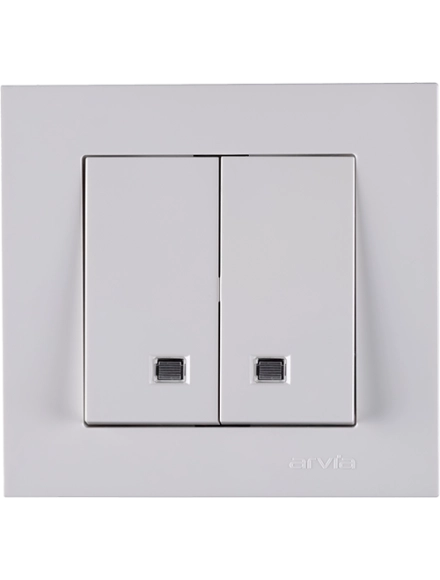 Выключатель двойной с индикатором 10A белый Karen Arvia 0103123