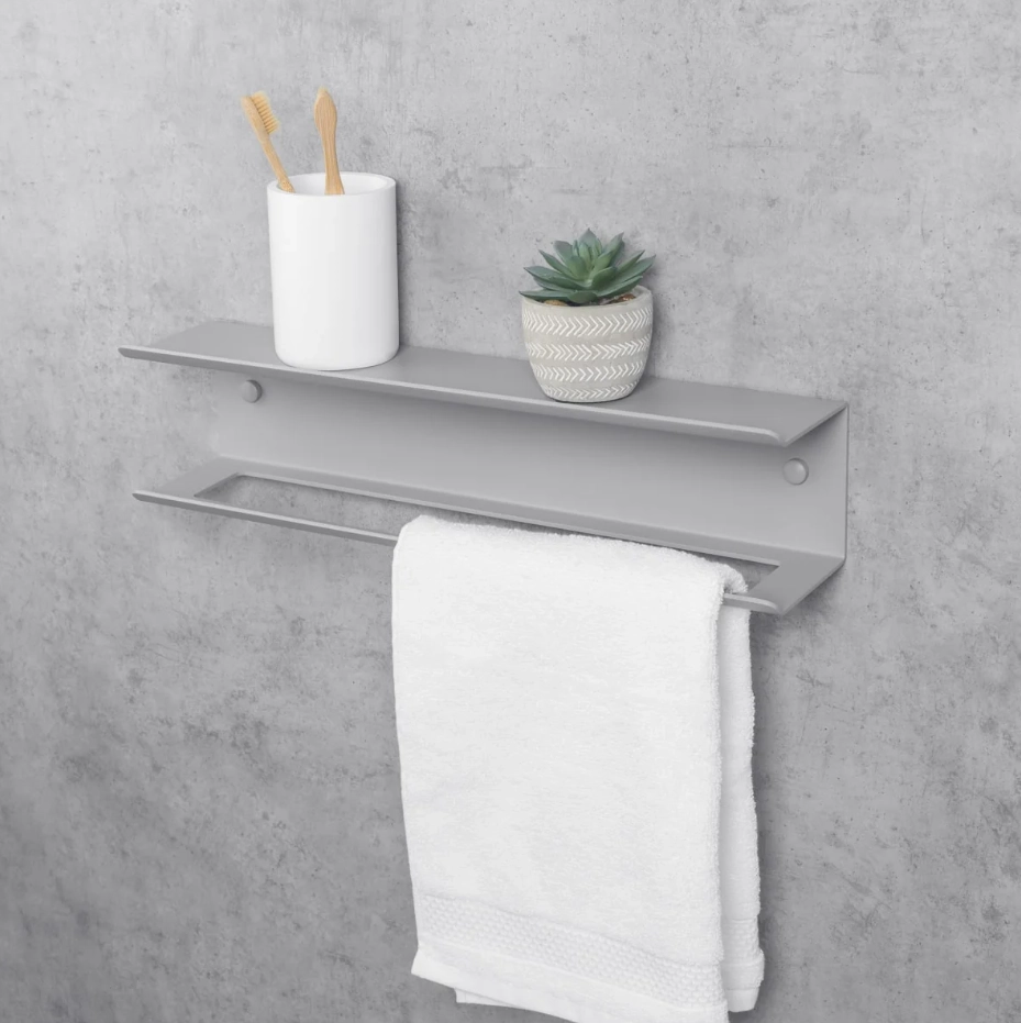 Вешалка для полотенец с полкой Daske Pody TR/PY-0645G серый