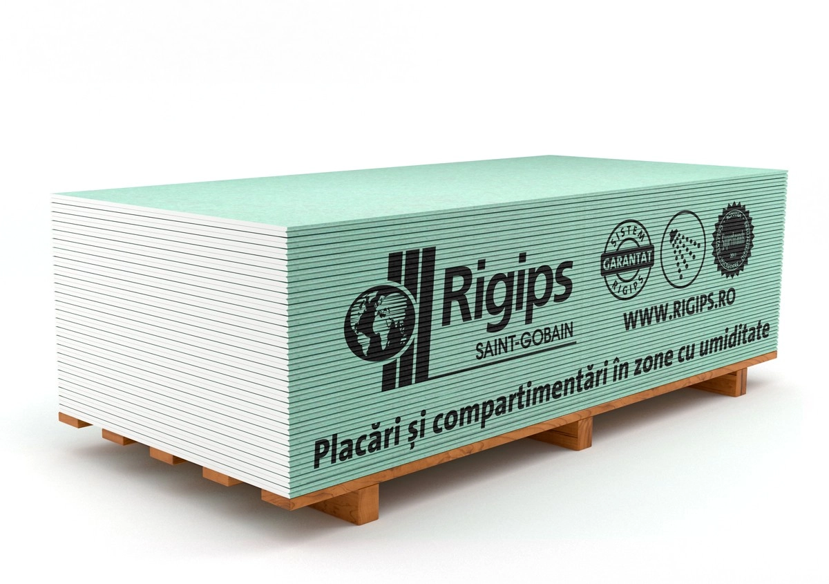 Гипсокартон Влагостойкий Rigips 2500x1200x12.5