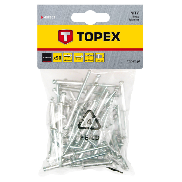 Nituri din aluminiu Topex 4.8x10mm 380