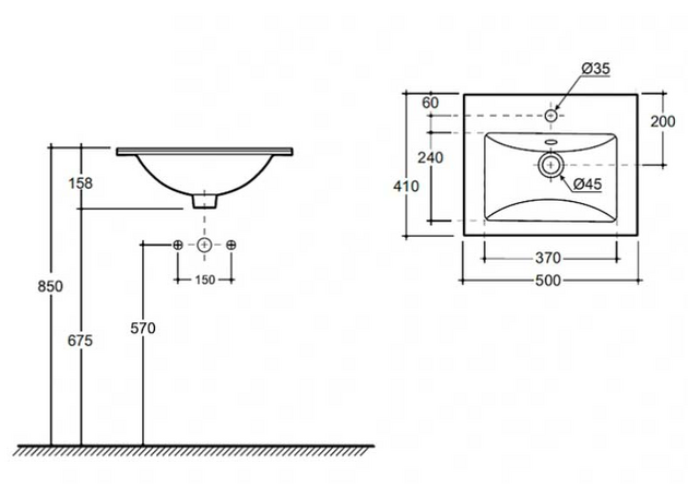Lavoar Keramin Bergamo Nova 50 FS alb 1c