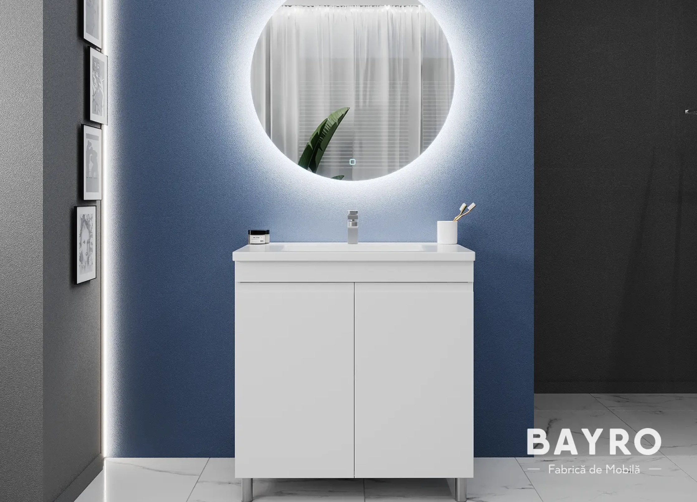 Dulap pentru lavoar Bayro Stuudio Duo 118776 + lavoar Nomi Argo 500 117254 