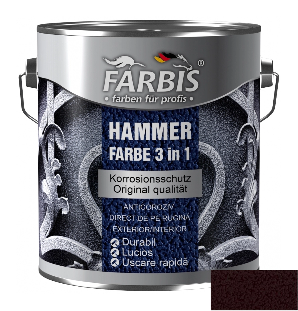 Эмаль Farbis 3в1 эффект удара молотка 0.75л  шоколад