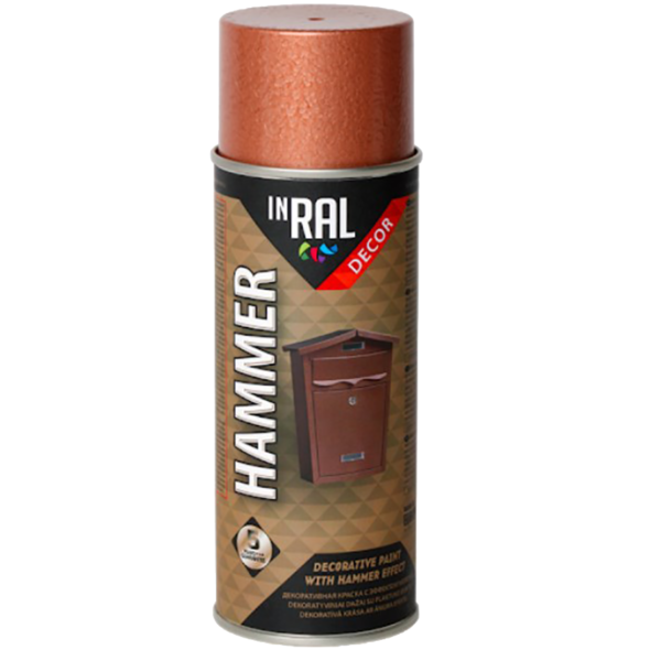 Краска спрей декоративная Inral Hammer 400мл медь