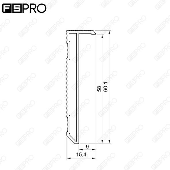 Плинтус скрытого монтажа алюминиевый F1 S958 2.5м 