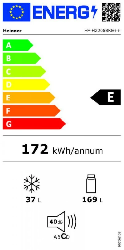 Холодильник Heinner HF-H2206BKE++ 