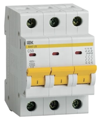 Автоматический выключатель IEK BA47-29 3P 4.5kA 50A 02543