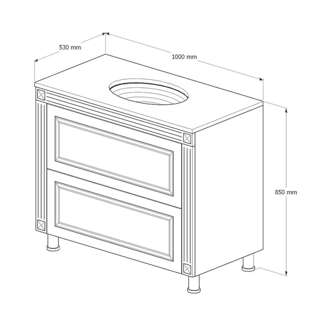Dulap pentru lavoar Napoleon 100 alb argint 1512172 