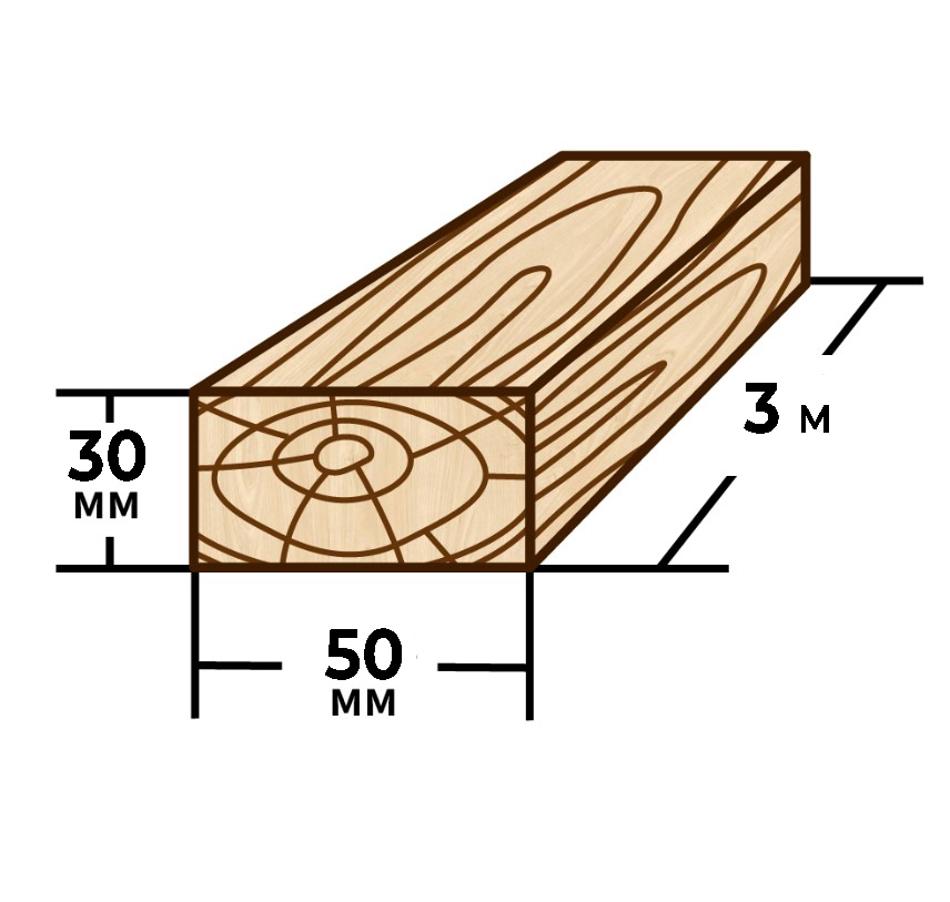 Брус 30x50мм 3м