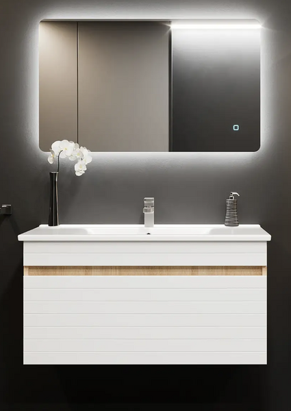 Шкаф подвесной под умывальник Bayro Avanti 117513 + умывальник  Sanovit Soft 650 10936 