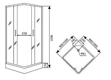 Cabină de duș DK/S-6008 90x90x215