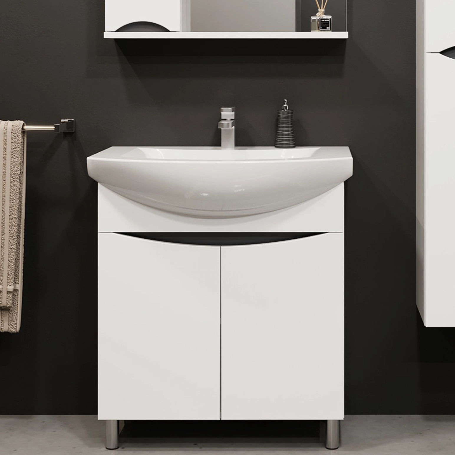 Dulap pentru lavoar Bayro Elara Duo 122187 + lavoar Sanovit Zenon 650 6422 