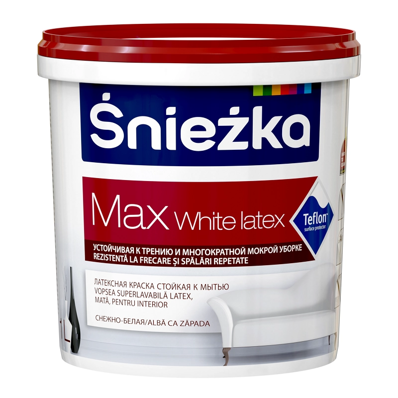 Краска водоэмульсионная Sniezka Max White Latex 1l белая