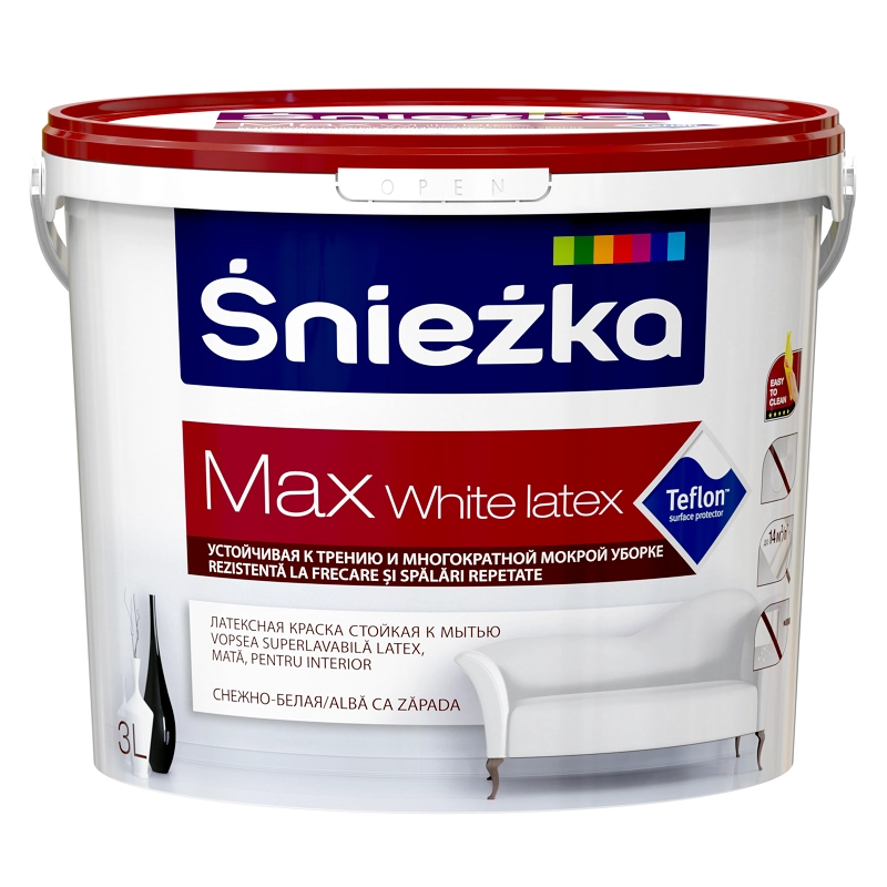 Краска водоэмульсионная Sniezka Max White Latex 3l белый